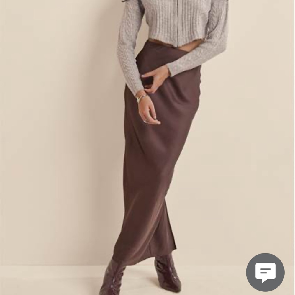 Brown satin maxi skirt